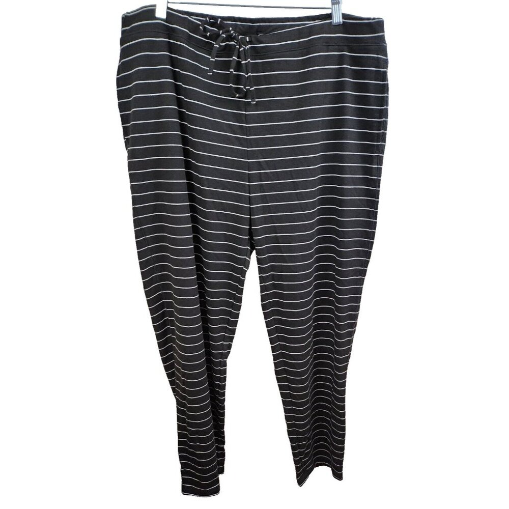Chicos Zenergy Womens Pants XL Black Striped‎ High Rise Loungewear Casual